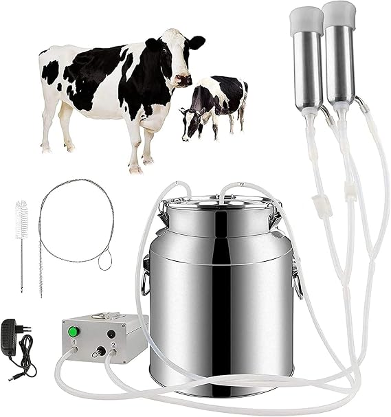 Automatic Portable Livestock Milking Equipment， Cow Milking Machine Cow Milking Machine, Pulsation Vacuum Pump Milker (Color : Cattle, Size : 7L)