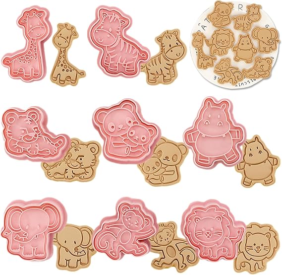 Forest Animal Theme Shape Cookie Cutters Set 8 Pieces - 3D Cartoon Biscuit Cookie Cutters Kit Stamp for Baking DIY Fondant Festive Decoration