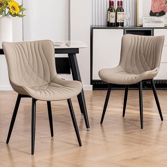 Kidol&Shellder Dining Chairs Set of 2, Modern Dining Room Chair, Khaki