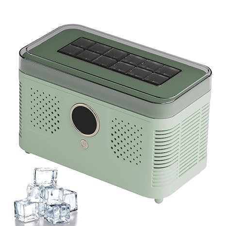 Portable Ice Maker, Countertop Ice Maker Machine with 12 Cubes In 15-20 Mins, Low Noise, Compact Design for Home, Office, Car, Camping & Travel green car-use