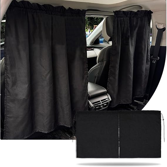 Car Divider Privacy Curtains, 140×70cm Sun Shade Heat Insulation Divider Car Curtains for Front/Rear Seats, Universal Fit Blocking Cover for Most Vehicles for Travel Camping Nap Sleeping