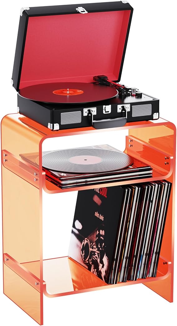 Acrylic Side Table, 45 x 30 x 58 cm, Orange