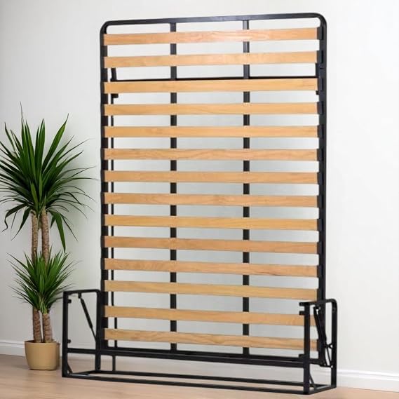 Classic Wall Bed – Vertical Double 140 x 190 cm Space-Saving Fold-Down Wall Bed with Steel Frame Construction & Lifetime Protection