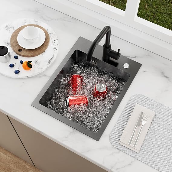 35x40cm Drop in Kitchen Sink Stainless Steel, Nano Grey