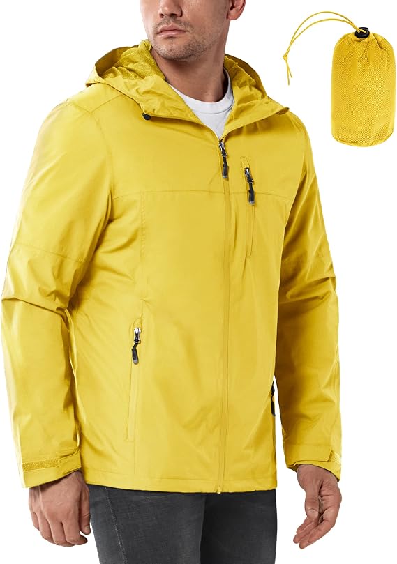 33,000ft Men's Waterproof Jacket Lightweight Packable Outdoor Rain Coats