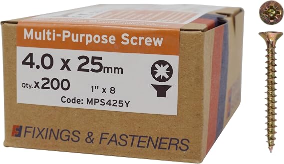 ForgeFix Multi-Purpose Single Thread Screws | 4.0 x 25mm | Zinc | Box 200