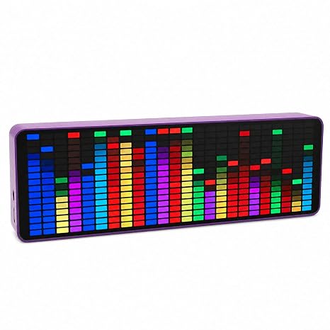 Audio Spectrum Analyzer, LED Music Voice Spectrum Display, Colorful RGB Light Rhythm Analyzer Clock Display, Sound Control Level Meter for Musicians, 20 Dynamic & 7 Color Effects