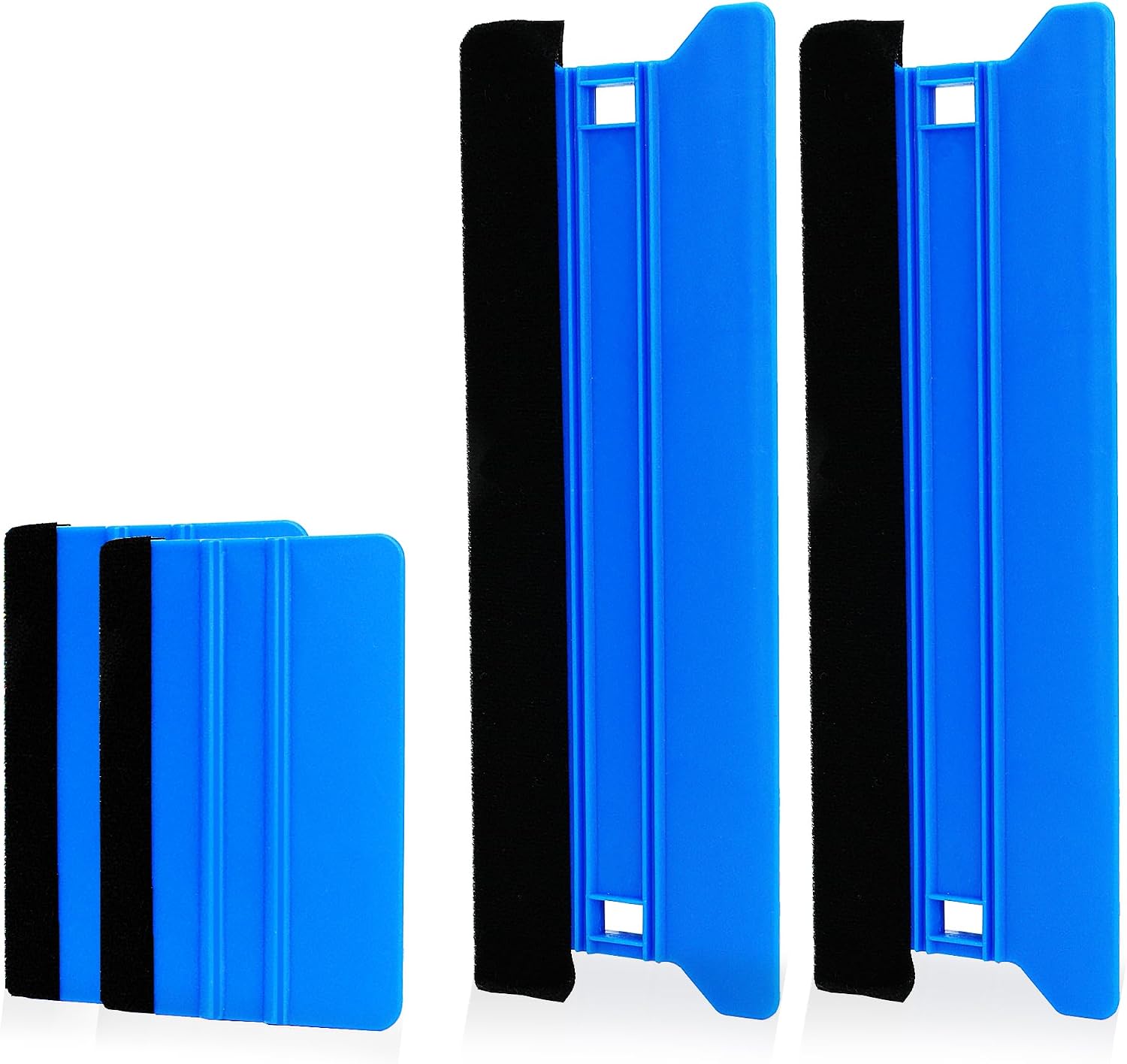 10CM  21CM Allpurpose Plastic Squeegee Set, Felt Edge Squeegee, Vinyl Applicator Wallpaper Tools Window Tint Squeegee, For Removing BubblesCleaning Dust Tool, 4Pcs, Blue