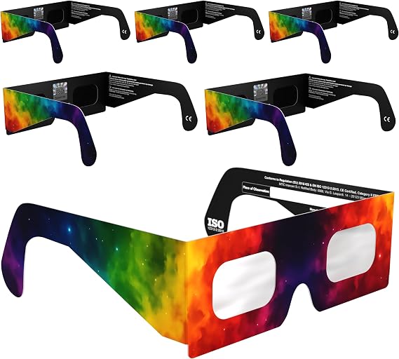 Solar Eclipse Glasses ISO 12312-2 & CE Certified – Safe Solar Viewing for Direct Sun & August 2026 Eclipse | Paper Cardboard Frame, Made in EU | For Kids & Adults