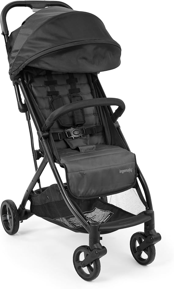 Ingenuity 3Dquickclose Stroller, Lightweight Pushchair, Compact Fold for Travel, Car Seat Compatible, 5-Point Harness, Includes Storage Basket & Oversized Canopy – Birth to 22.5 kg