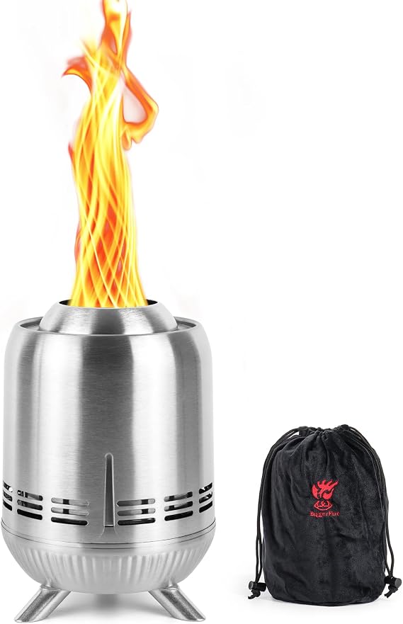 Tabletop Fire Pit, Smokeless Stainless Steel Mini Outdoor Stove, Low Smoke Burning Portable fire pits Firepit Fueled by Pellets or Wood, for Urban & Suburbs, with Travel Bag,23.2x16.3cm