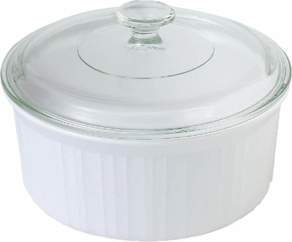 (1.4l) - CorningWare French White 1.4l Covered Round Dish with Glass Top