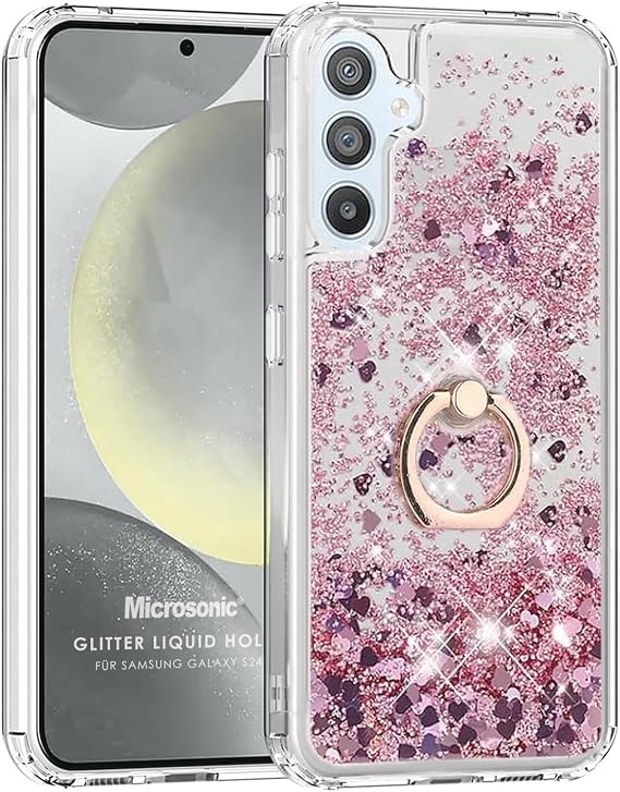 Microsonic Samsung Galaxy S24 için Kılıf Glitter Liquid Holder Pembe [Galaxy S24 ile Uyumlu Kılıf - Pembe]