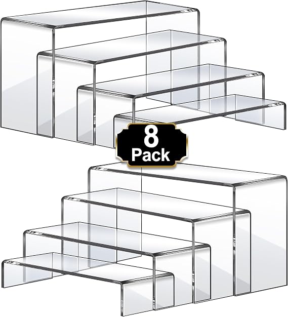 Aheroi Acrylic Risers Display Stands, Acrylic Stands for Display 8Pcs 2Set