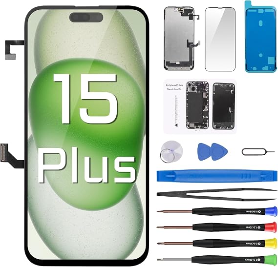 iPhone 15 Plus用スクリーン交換用6.7インチ液晶ディスプレイイヤホン付き