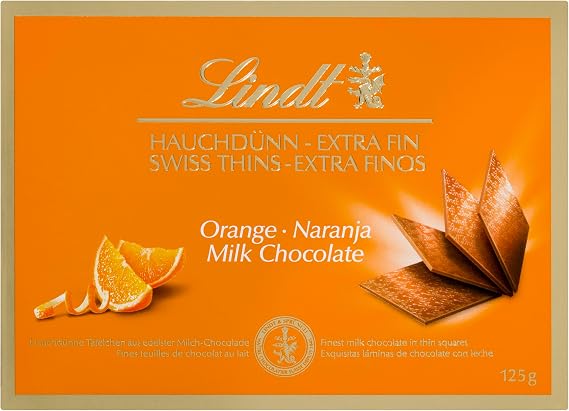 Lindt Chocolade Thins Orange - Lindt Chocolate Orange Thins 125g