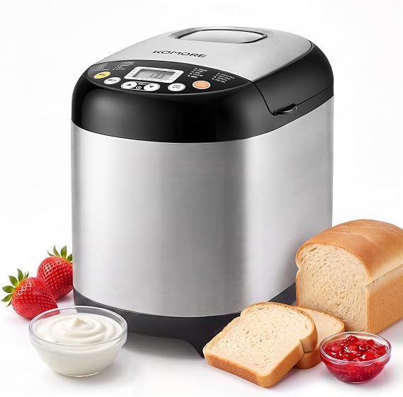 Bread Maker Machine Stainless Steel, 19 Programmes with Gluten Free