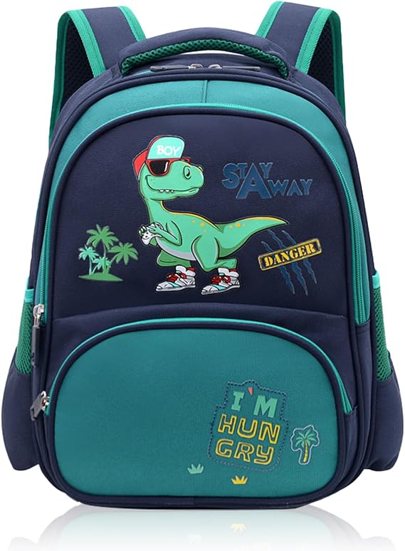 Dinosaur Backpack for Children, Waterproof, School for 3-6 Years, Children's Name for School and Travel, Cute (Mail Blue)
