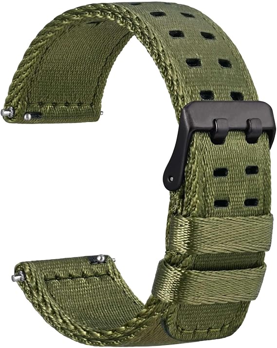 WOCCI Double Holes Nylon Watch Straps, Silky Nylon Band, Quick Release, Compatible Watch Lug Width 18mm 20mm 22mm