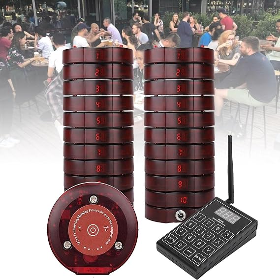 Wireless Restaurant Pager,Vibration + Flashing + Buzzer Restaurant Calling System,Avoid Waiting Long Queue