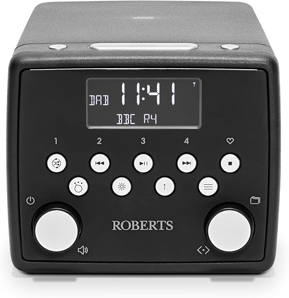 Roberts SOUND49 FM/DAB/DAB+ Clock Radio with Bluetooth and CD Player, Black
