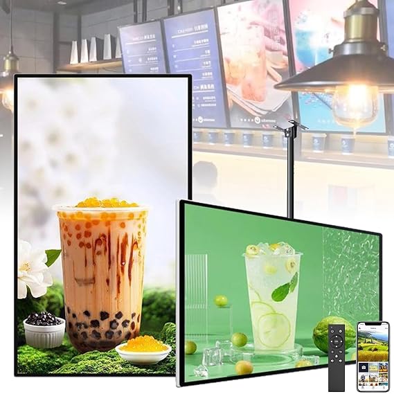 32/43/50/55in Commercial LCD Monitor, Suspended Digital Signage Display for Business, Slim Fit Frameless Digital Kiosk with Smart Split Screen, 1+32GB 2K Android OS(50in)