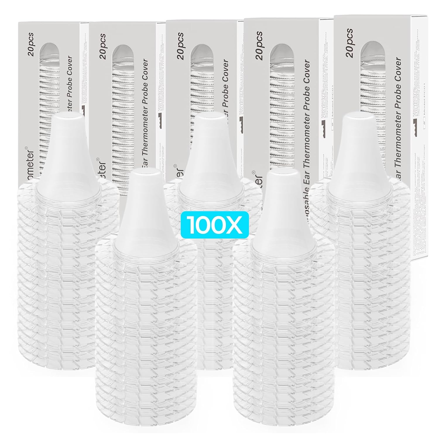 100 Pcs Ear Thermometer Probe Covers, BPA Free and Disposable Hygiene Refill Caps
