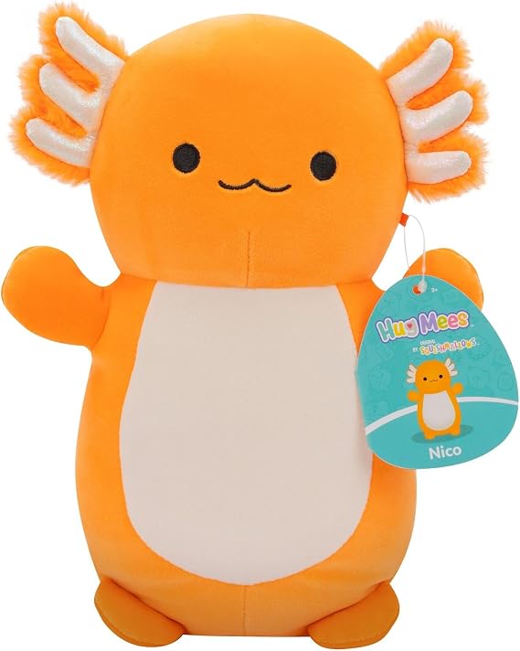 Squishmallows Hugmees 10 inç (25 cm) Nico the Orange Axolotl Peluş Doldurulmuş Hayvan - Yumuşak Yumuşacık Koleksiyon Oyuncak