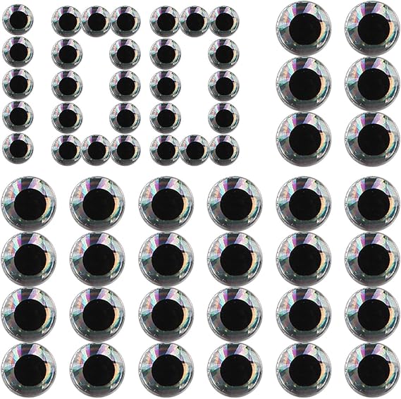 ルナオブリック ルアー アイズ | 100X 立体 人工フィッシングアイ | 8mm フライタイイング素材 ルアークラフトメイキングキット 初心者向け