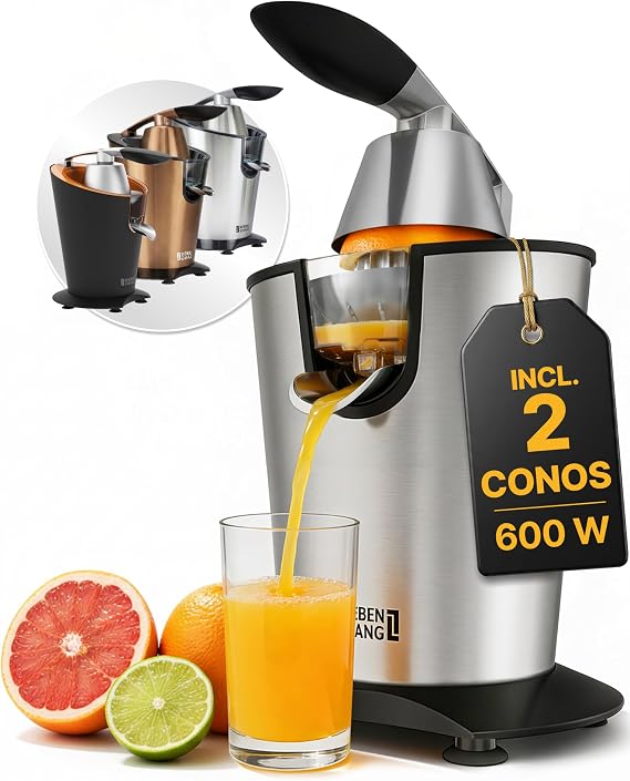 LEBENLANG Electric Orange Juicer 600W - Incl. Stainless Steel Cone