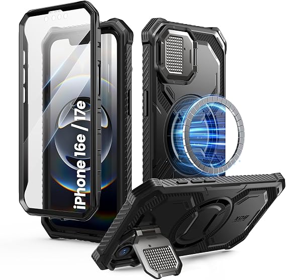 i-Blason for iPhone 16e / iPhone 17e Case MagSafe with Stand, Black