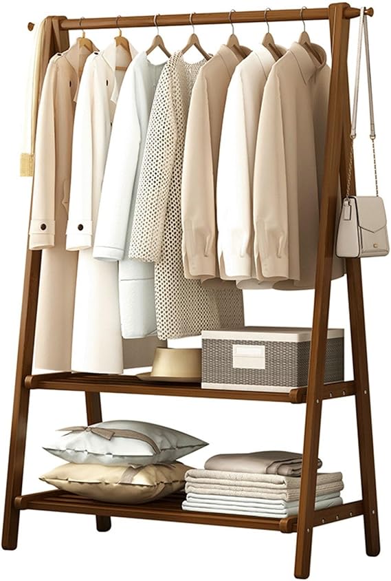 Foldable bamboo Garment Rack,66/86/116,for Bedroom Hallway Entryway