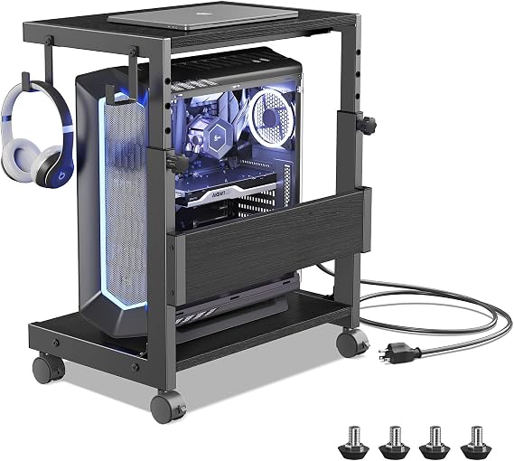 Computer Tower Stand, Height Adjustable from 44 to 59.5cm