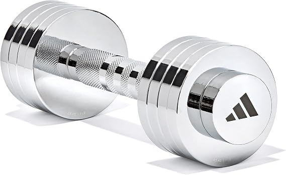 Adidas ADWT-11400 Adjustable Chrome Dumbbell, 11.0 lbs 5 kg 1 - 5 kg, Adjustable Weight, 1 Piece
