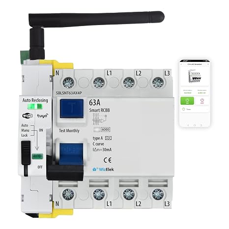 Smart-Home Tuya Wi-Fi Differential Switch with Automatic Reset 4P 3-phase