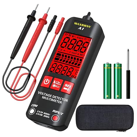 Smart Digital Multimeter Electrical Tester Pocket Voltmeter Resistance Frequency Continuity V-Alert Live Wire Voltage Tester with Protect Case