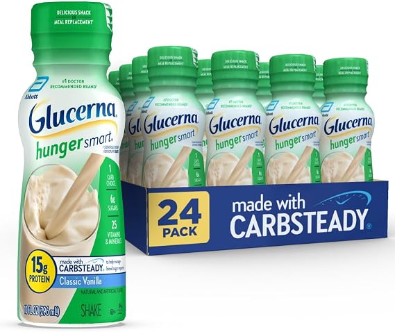 Glucerna Hunger Smart Shake, to Help Manage Blood Sugar, Homemade Vanilla, 10 fl oz, 24 Count