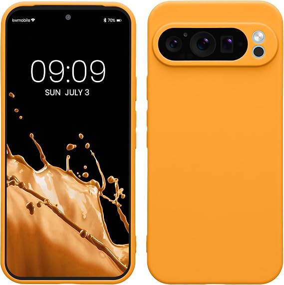 kwmobile Case for Google Pixel 9 Pro XL Case - Protective Slim TPU Phone Cover - Soft Matte Finish - Fruity Orange
