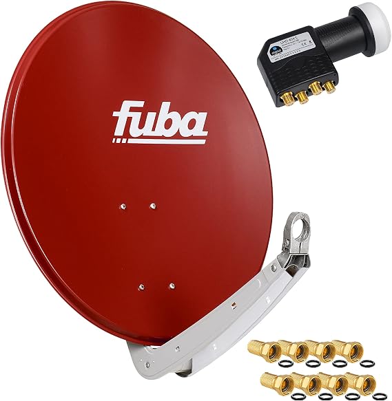 'Fuba 4 Parts Digital SAT Satellite Dish DAA + Sharp Quad LNB 0.1 dB series Very Good R8 Full HDTV 4 K + 8 Gold-Plated F-Connector