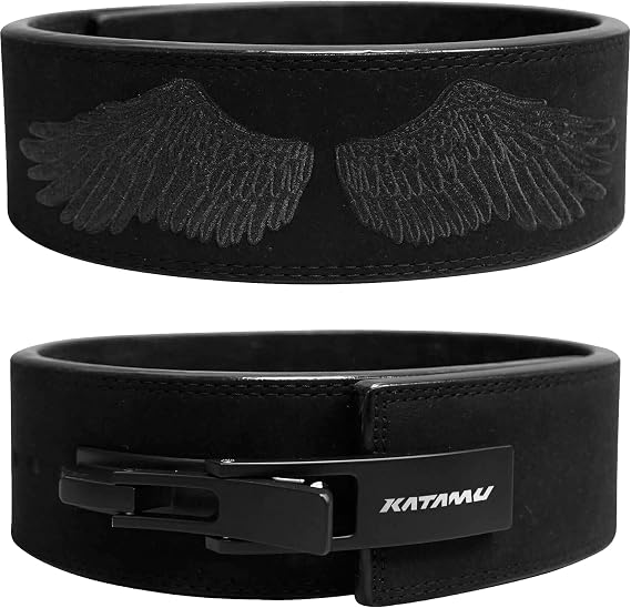 Katamu Wings プレミアム ウエイトリフティングベルト - レバー ウェイトリフティングベルト - 男女兼用 パワーリフティングベルト - レザー