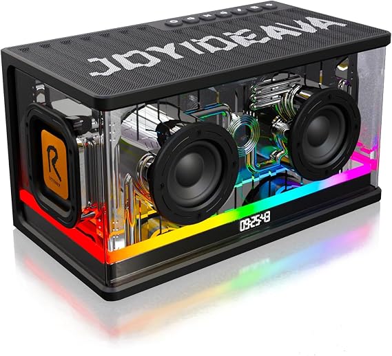 Bluetooth Speaker Ultra Deep Bass 40W RGB Light Cyber Mechanical Industrial Style Bluetooth 5.0 Wireless Stereo Sound Speaker for Indoor and Computer Room (Black)