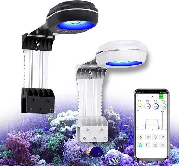 PopBloom RL60 WiFi Reef Light 60W, Full Spectrum Marine Reef LED Aquarium Light Saltwater Aquarium SPS/LPS Coral Fish Tank Lamp (60W WiFi - Black) [Energy Class F]