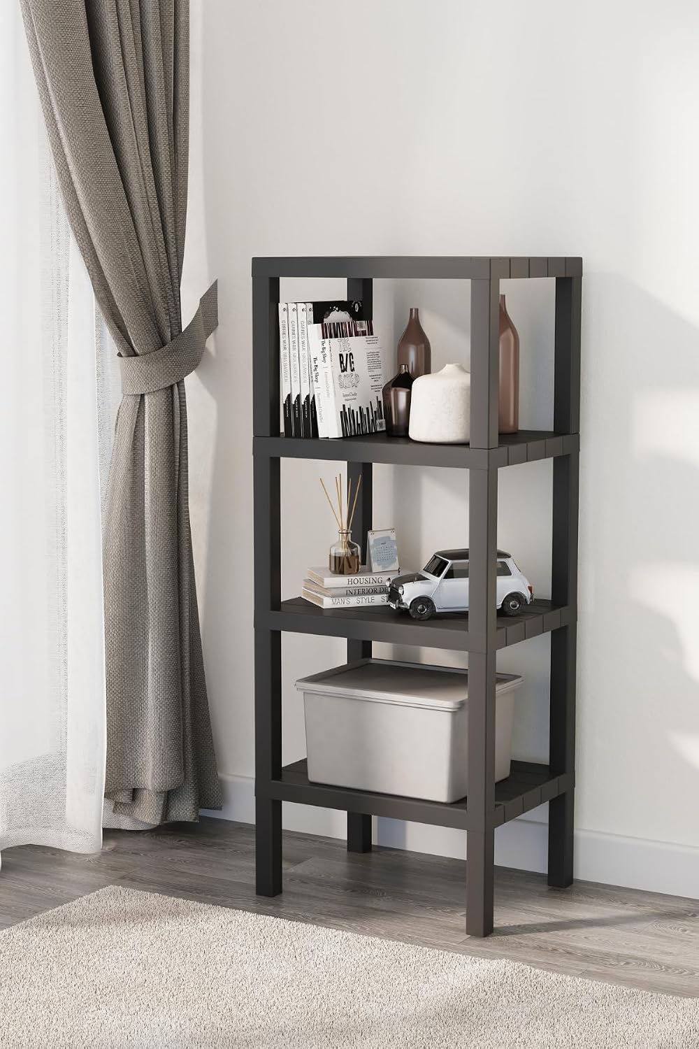 Mithra Life 4 Katlı Plastik Siyah Banyo Mutfak Rafı MIT1050