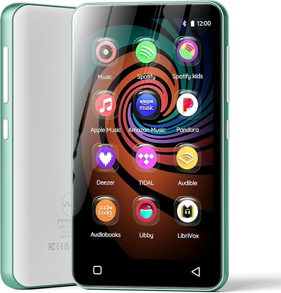160 GB MP3 Player with Bluetooth and WiFi innioasis Music Player with Spotify Amazon Music 4 Inch Touchscreen Android MP4 MP3 Player for Children Audible Spotify Children Green/White
