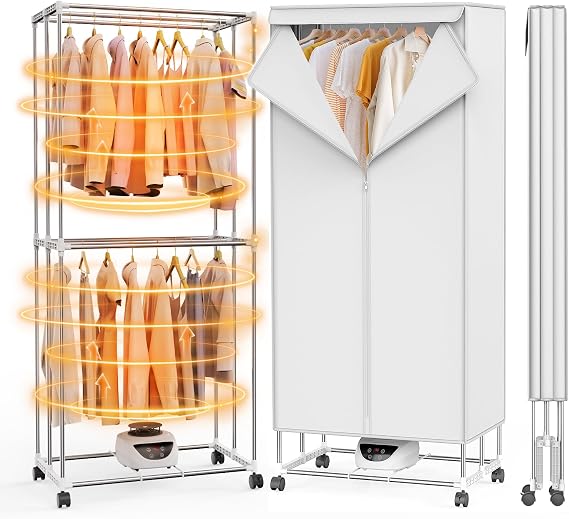 Innotic 1500W Electric Heated Clothes Airer Foldable with Cover & Timer