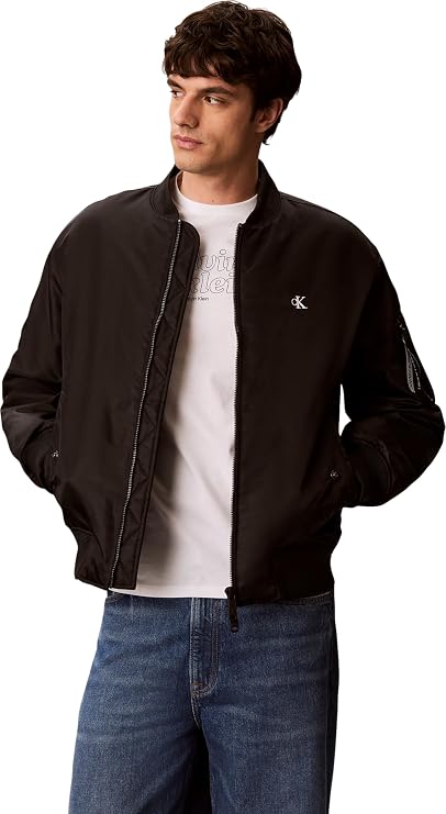 Calvin Klein Men's Ls Jeans Nylon Bomber Jkt Lv04rg505g Jackets (pack of 1)