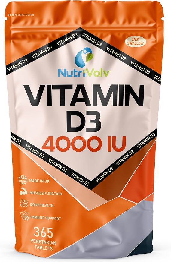 Vitamin D 4000IU | 1 Year Supply | 365 Easy-Swallow Vitamin D3 Tablets | Vegetarian | High Strength | Immune & Bone Support Supplement | General Health & Wellbeing | 100µg