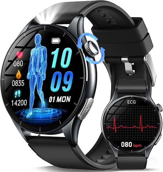 2026 New Smartwatch for Men with ECG/Blood Pressure/Sleep/LED Flashlight