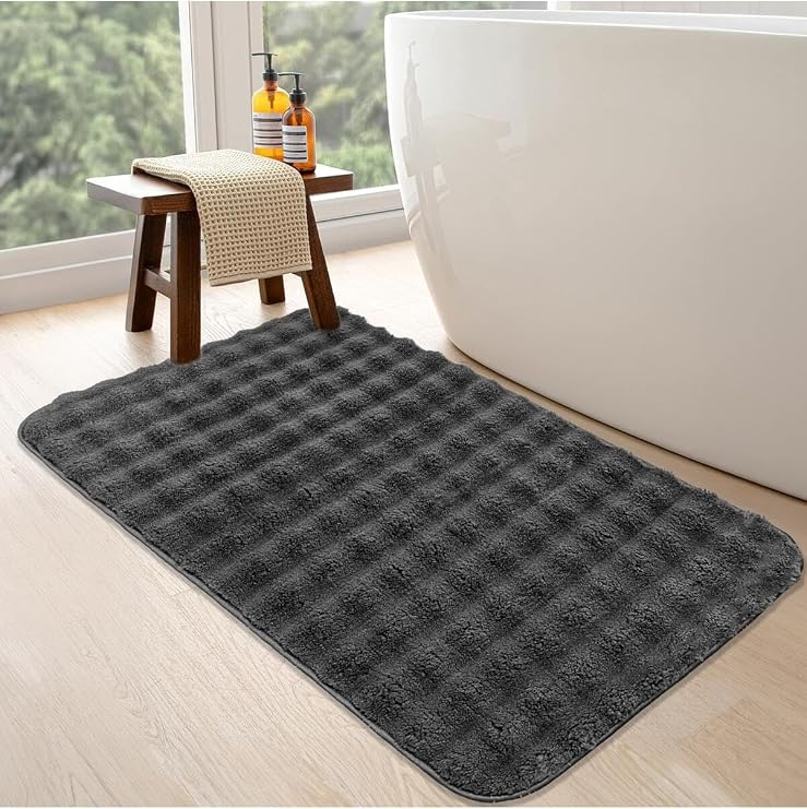 Bubble Antrasit Banyo Halısı, 70 x 120 cm, Makinede Yıkanabilir, Kaymaz Tabanlı