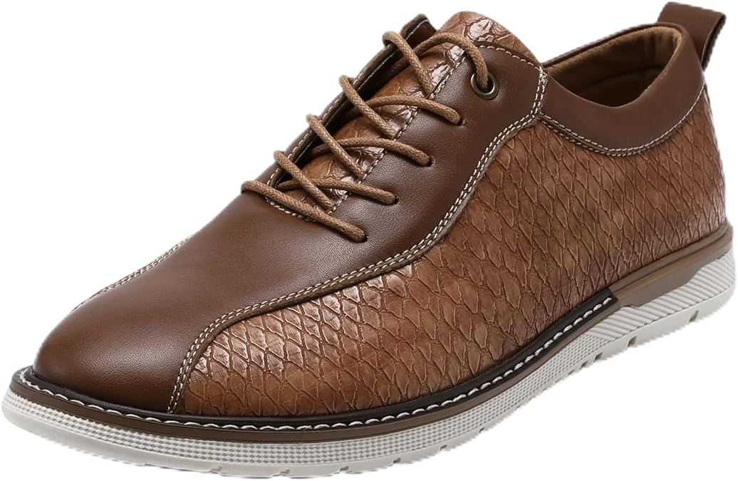 YFFUSHI Shoes Men's Lace-Up Casual Oxford Casual Fashion Leather Shoes Sporty Low Shoes